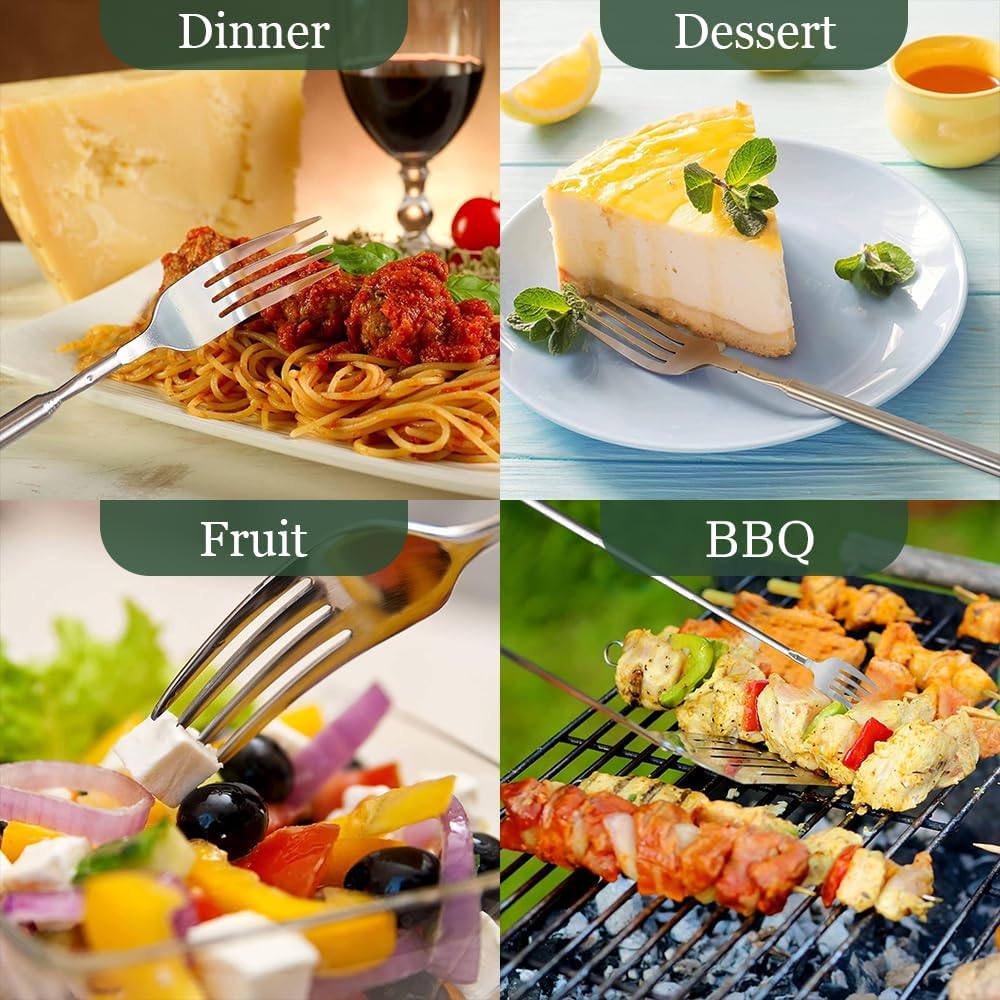 💥🔥 Teleskopinė nerūdijančio plieno šakutė ir šaukštas-LT