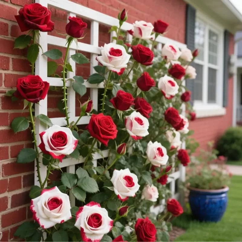 🌹 200/1000 szt. rzadkich nasion bliźniaczej czerwonej i białej róży — Vibrant Garden Blooms
