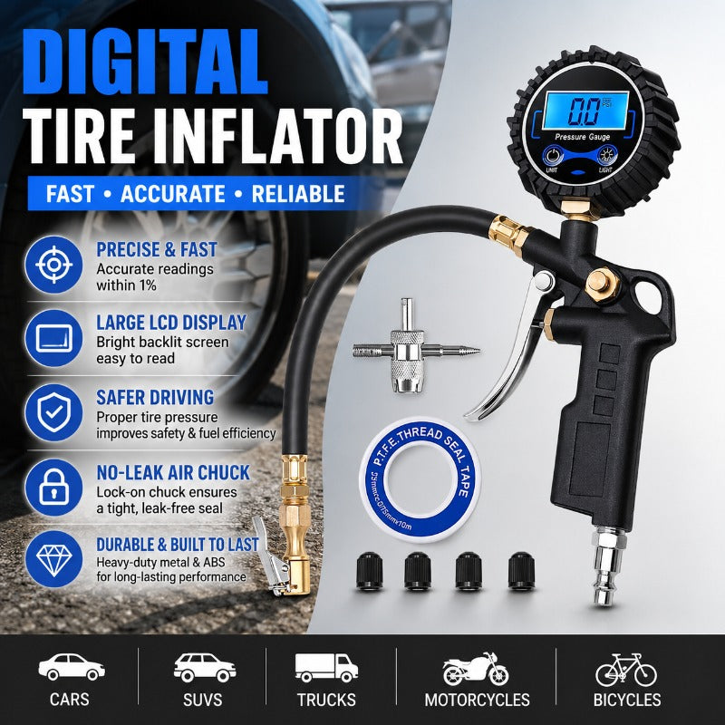 Precyzyjny cyfrowy inflator do opon