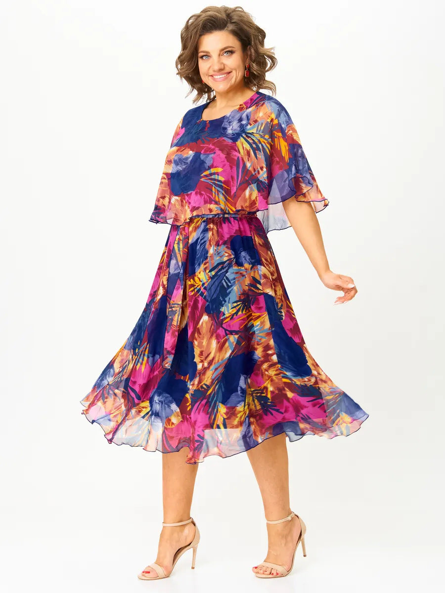 😎💃Νέα καλοκαιρινά προϊόντα💥[S-5XL]Φόρεμα από σιφόν σε μεγάλο μέγεθος | Άνετο και αναπνεύσιμο, ιδανικό για το καλοκαίρι-LT 