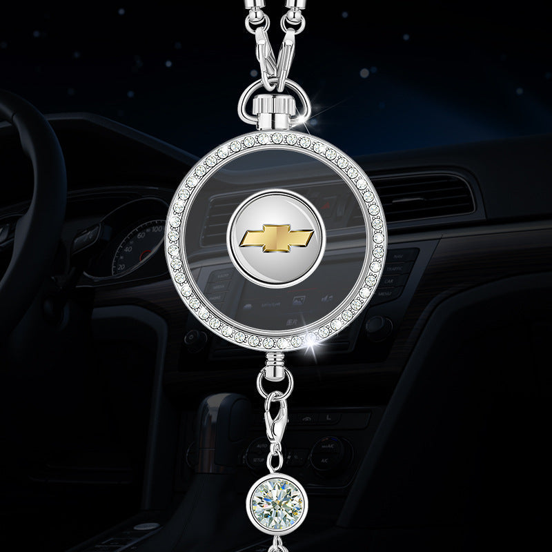 Automobilio aromaterapijos logotipo pakabukas iš metalo ir deimantų-LT