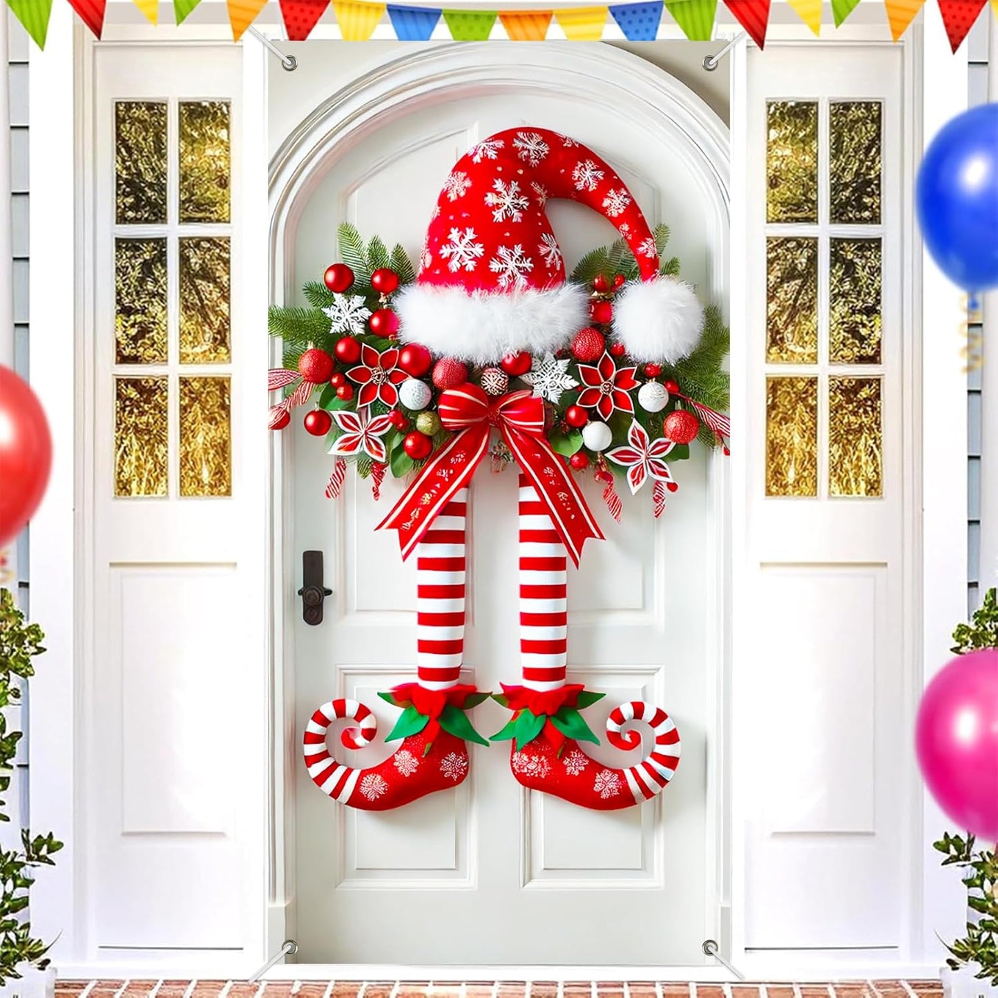 Kalėdinė juosta su elfo kojomis ant durų-LT