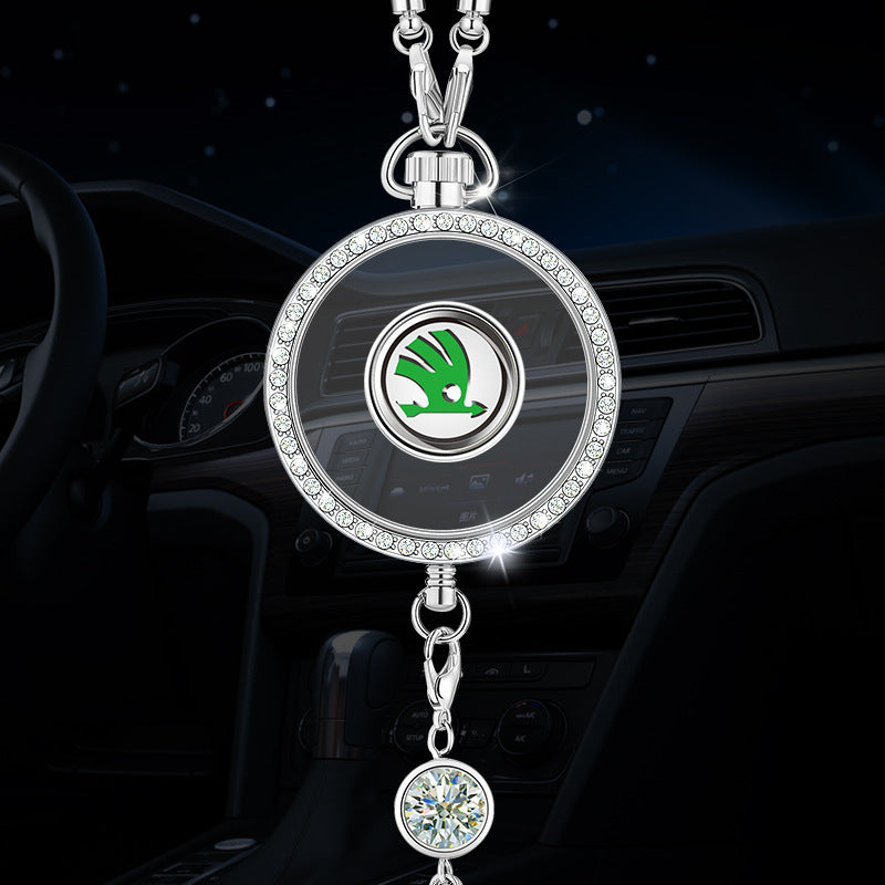 Μενταγιόν με λογότυπο αρωματοθεραπείας αυτοκινήτου από μέταλλο και διαμάντια-GR