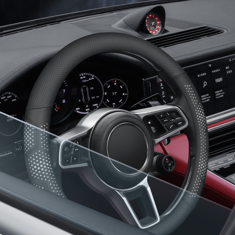 Εξαιρετικά λεπτό, αναπνεύσιμο κάλυμμα τιμονιού από γνήσιο δέρμα με αντιολισθητική λαβή-GR