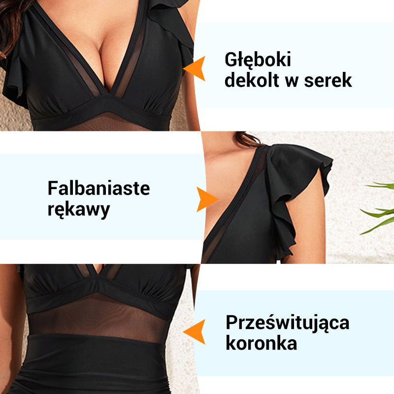 Seksualus nėriniuotas vientisas maudymosi kostiumėlis-LT