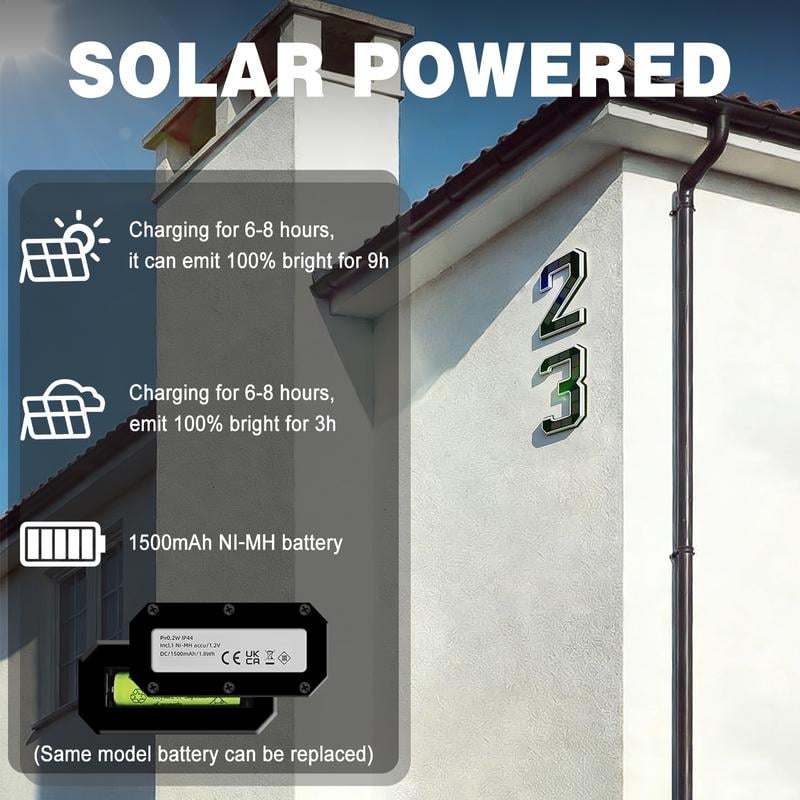🔥Ostatni dzień 50% zniżki🔥Numery domów podświetlane energią słoneczną, cyfry LED, wodoodporne, do użytku na zewnątrz