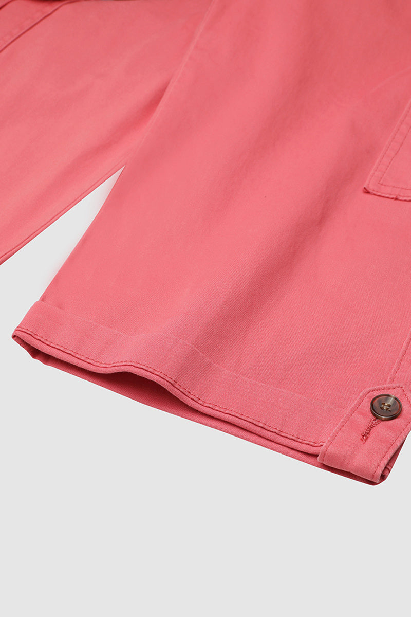 Kapri kelnės su kišenėmis ir vidutinio aukščio juosmeniu, klostėmis apačioje ir keliomis kišenėmis-LT