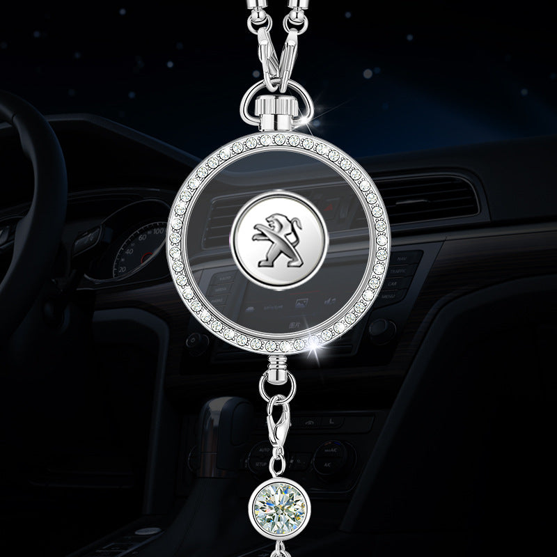 Automobilio aromaterapijos logotipo pakabukas iš metalo ir deimantų-LT