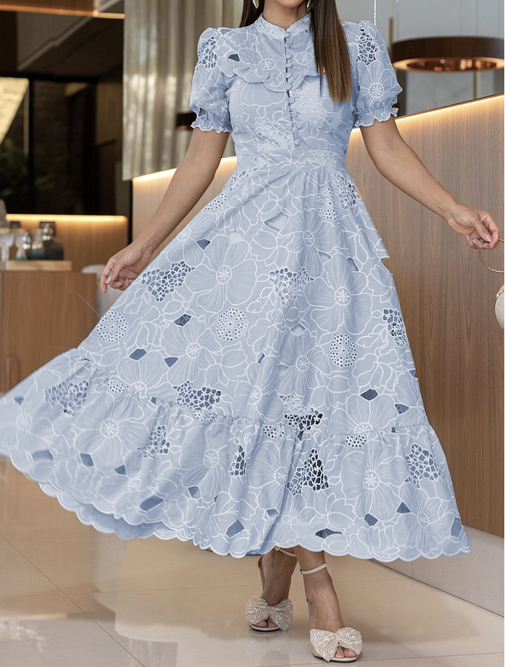 Vestido elegante con estampado floral hundido.-ES