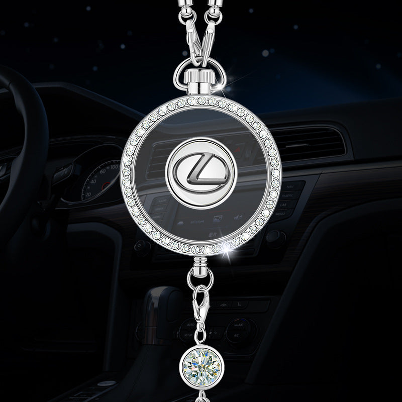 Automobilio aromaterapijos logotipo pakabukas iš metalo ir deimantų-LT