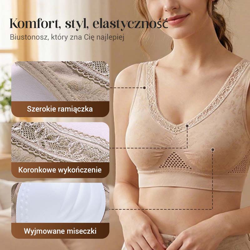 💞Biustonosz bezszwowy z koronką, zapewniający wysokie wsparcie i oddychalność