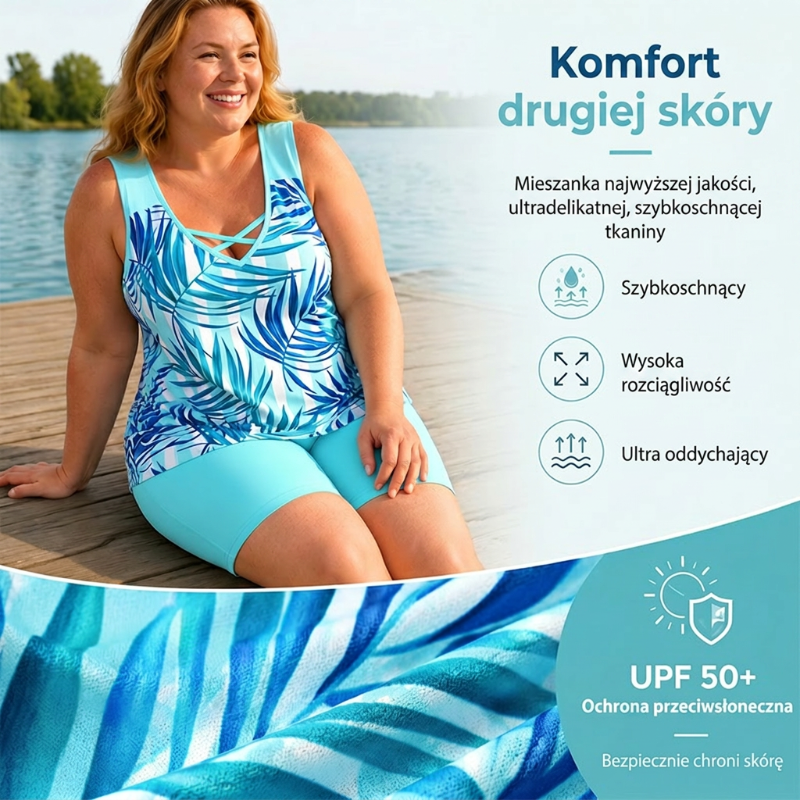 🩱🏊‍♀️Dwuczęściowy kostium kąpielowy dla kobiet w sportowym stylu z wzorem