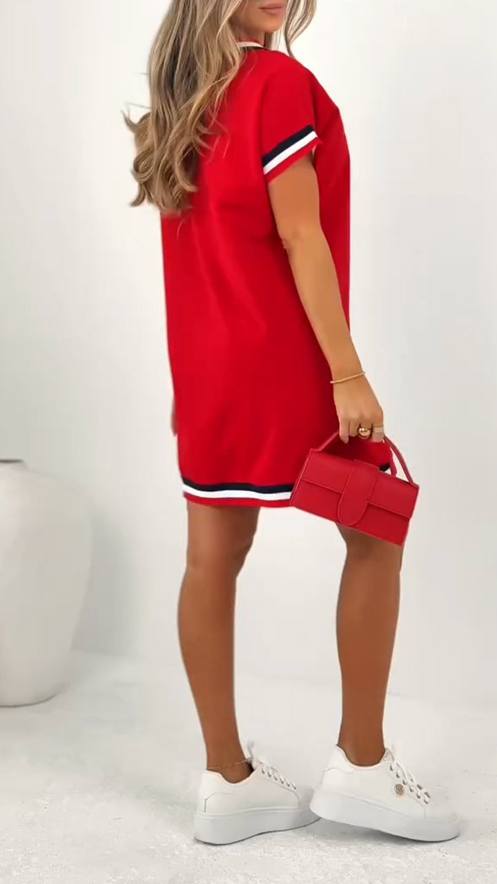 Moteriška laisvalaikio suknelė su kontrastingu apvadu-LT