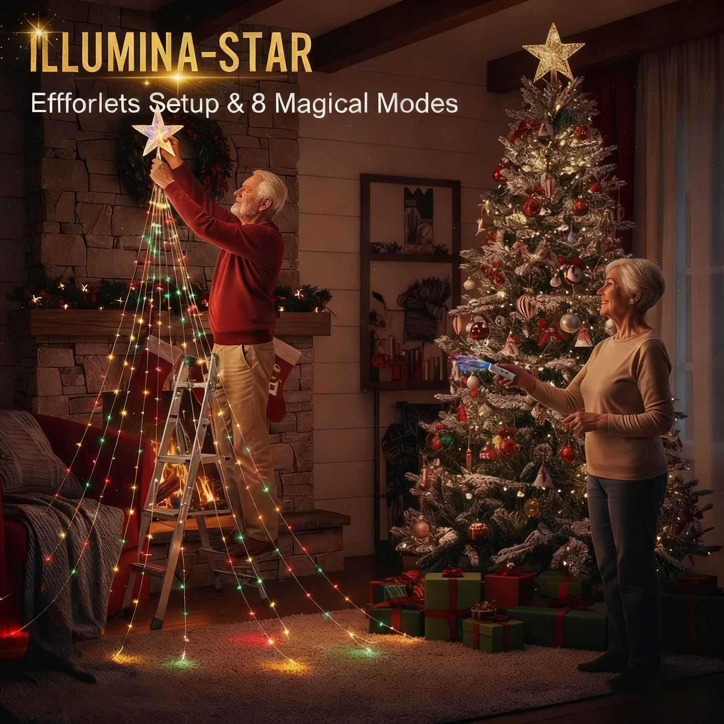 🎁Ankstyvas šventinis išpardavimas su 50 % nuolaida🎄„Starlight Cascade“ kalėdinės lemputės-LT