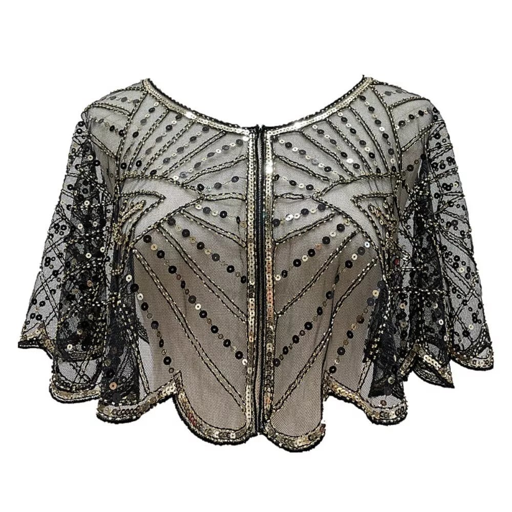 ⏳Oferta ograniczona czasowo ⏰ Szal z koronką w stylu vintage i koralikami