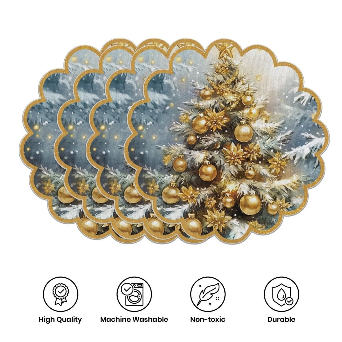 10 τεμάχια. Χειμερινά σουπλά σε σχήμα αλεξανδρινών και κουκουναριών, τραπεζομάντιλα από αντιολισθητικό ύφασμα-GR