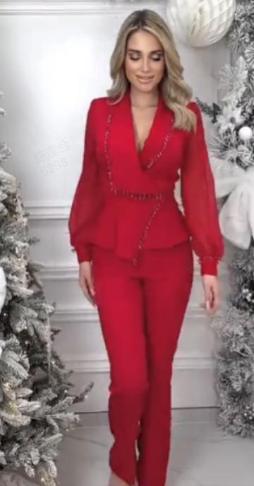 Conjunto de pantalón y pantalón de malla de pierna ancha para mujer-ES