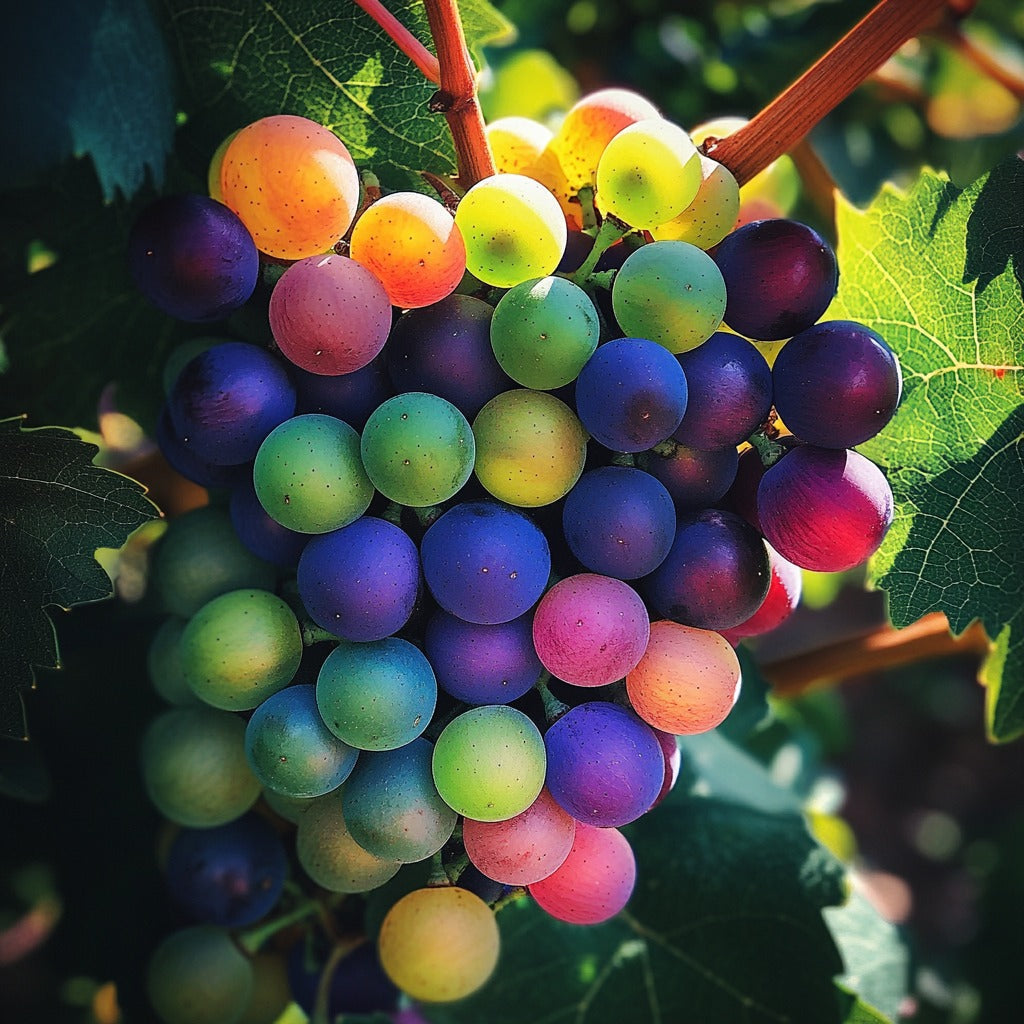 Nowa rzadka, tęczowa, hybrydowa odmiana winogron organicznych