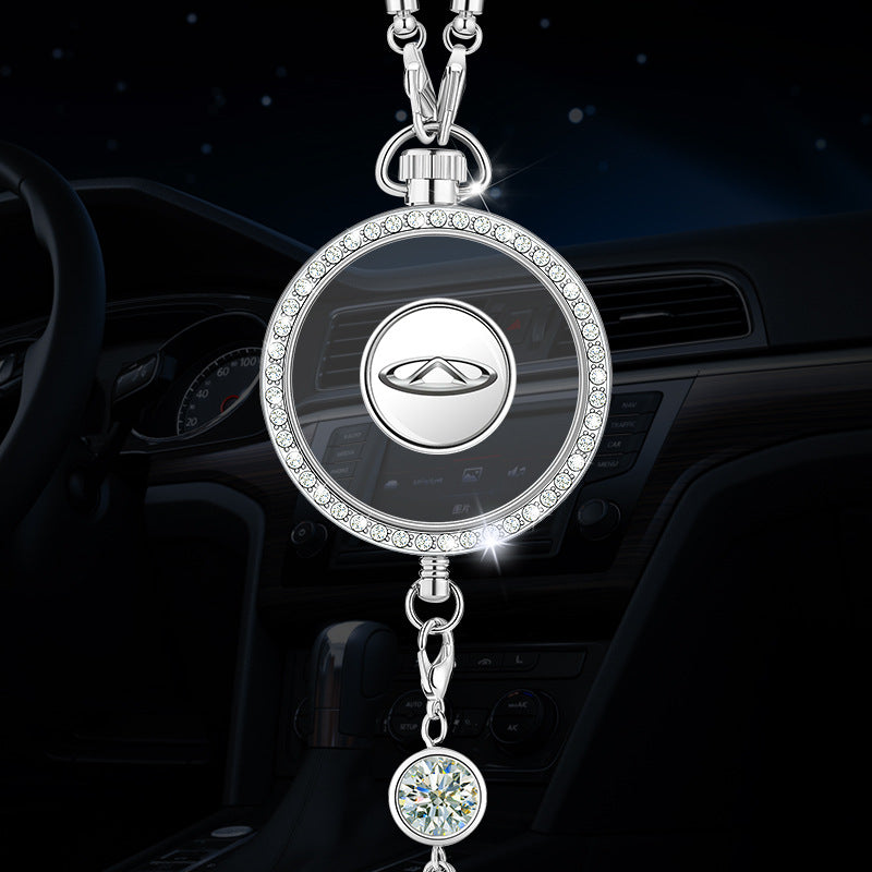 Automobilio aromaterapijos logotipo pakabukas iš metalo ir deimantų-LT