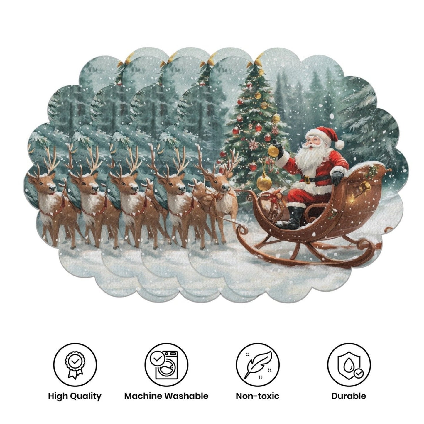 10 vnt. žieminių padėkliukų puansetijų ir kankorėžių formos, pagaminti iš neslystančio audinio-LT