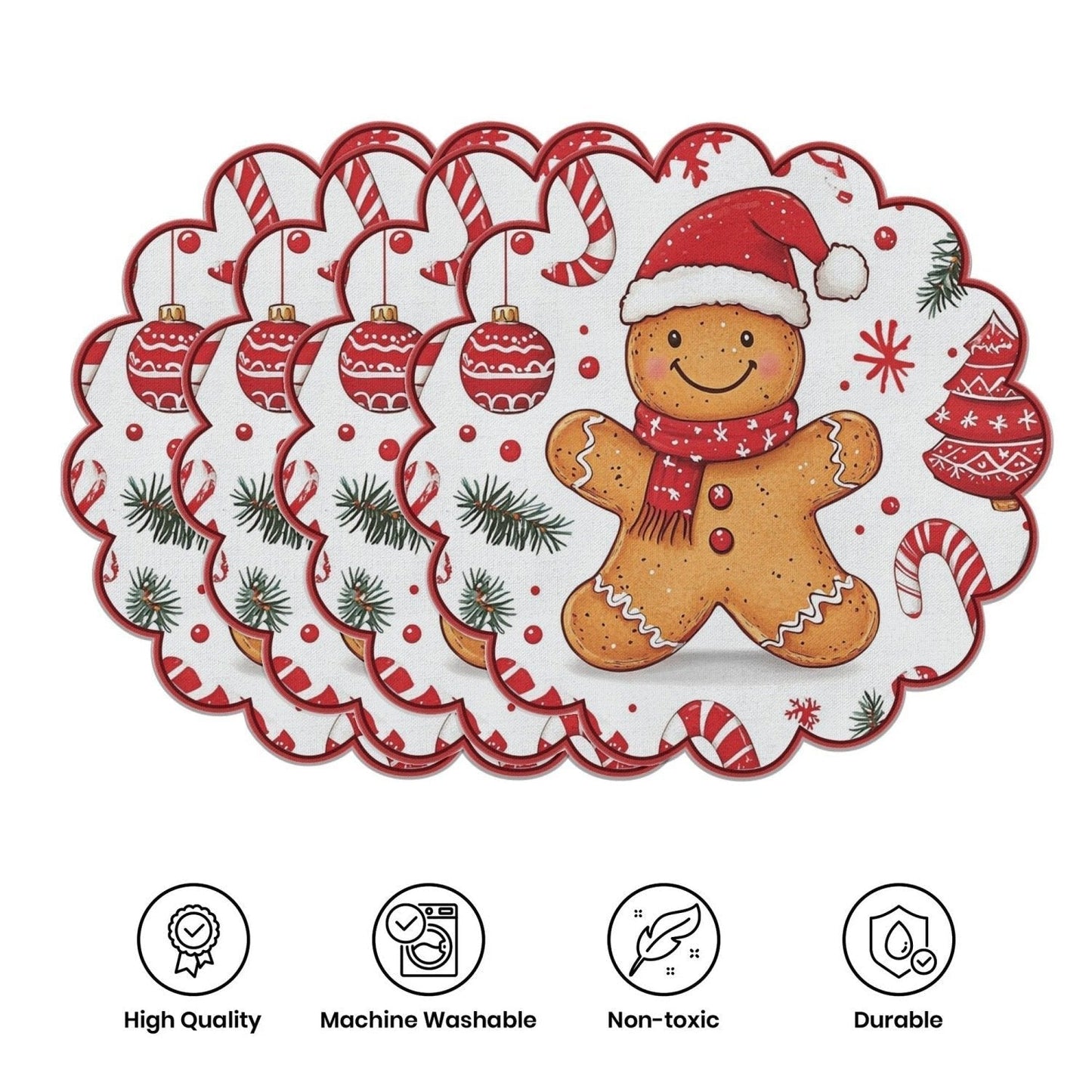 10 τεμάχια. Χειμερινά σουπλά σε σχήμα αλεξανδρινών και κουκουναριών, τραπεζομάντιλα από αντιολισθητικό ύφασμα-GR