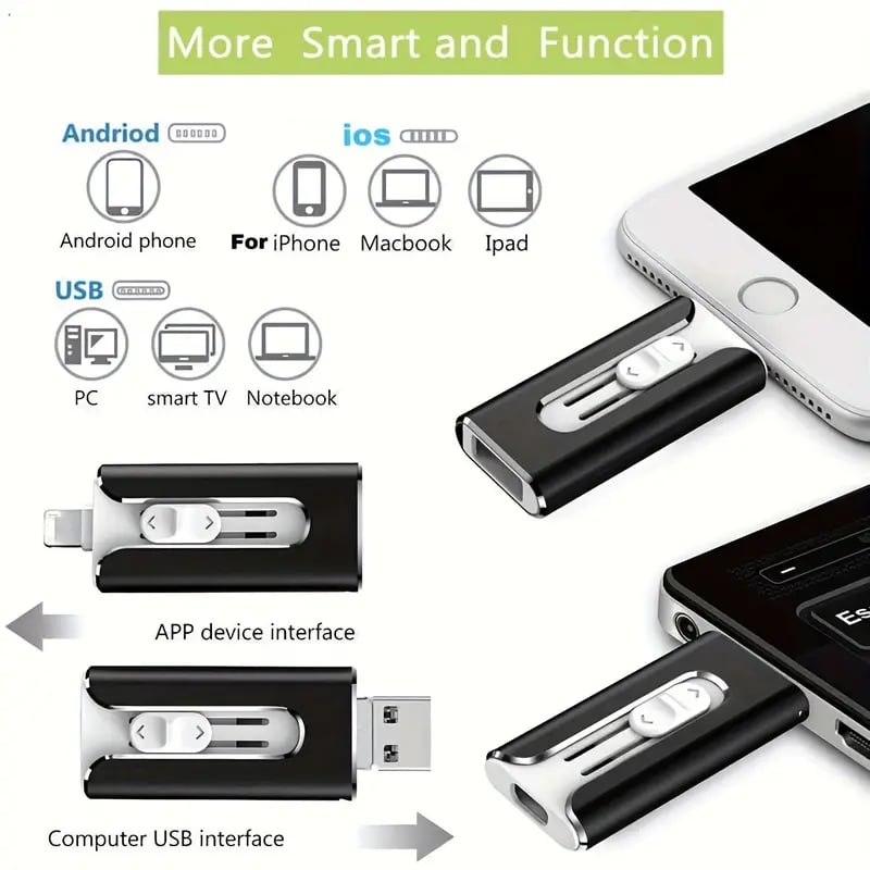 32~256GB Micro USB + 8-pinski + USB 3.0 4 v 1 U-disk za mobilni telefon in računalnik-SI