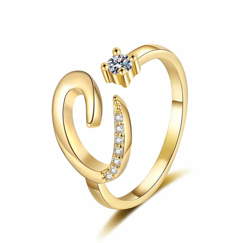 ⏳Ograniczona czasowo zniżka 50%⏰Regulowany pierścionek z inicjałem Sparkle dla kobiet💍
