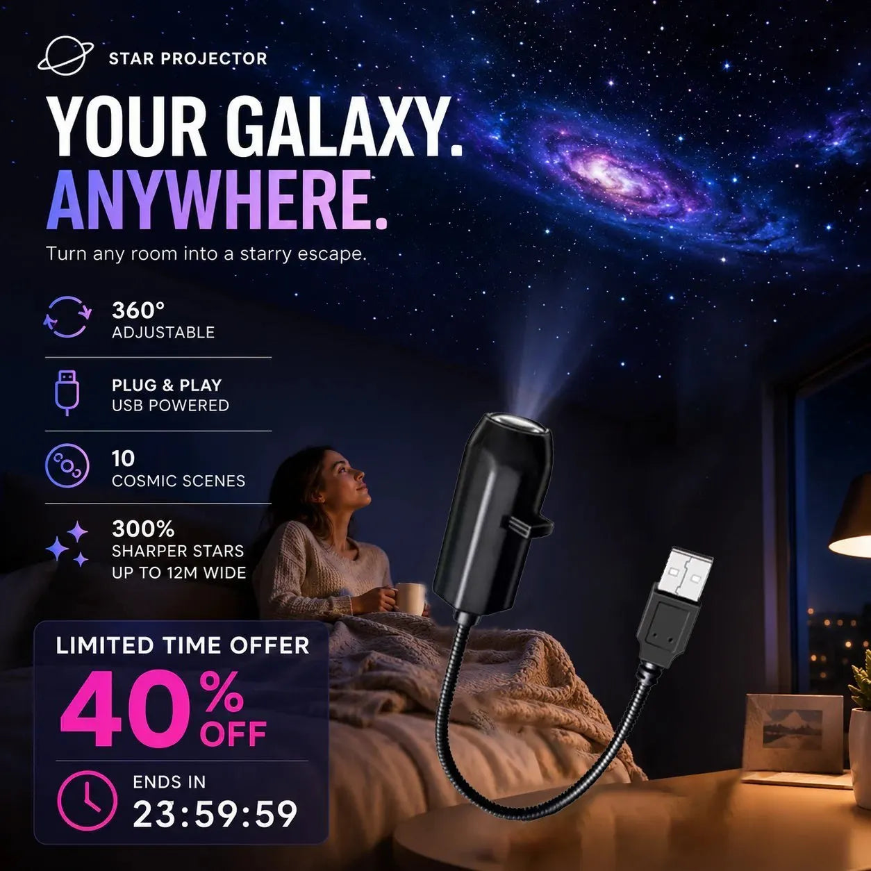 ✨ Projektor nieba HD typu plug-and-play