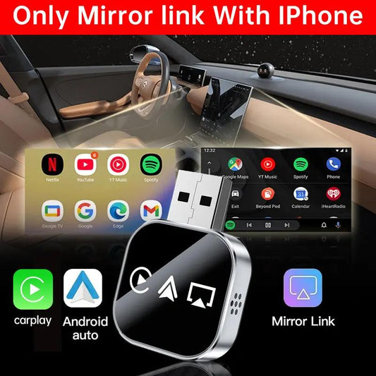 📶 Ulepszony w 2026 r. 3 w 1 ekran lustrzany telefonu iOS, przewodowy adapter CarPlay do bezprzewodowego