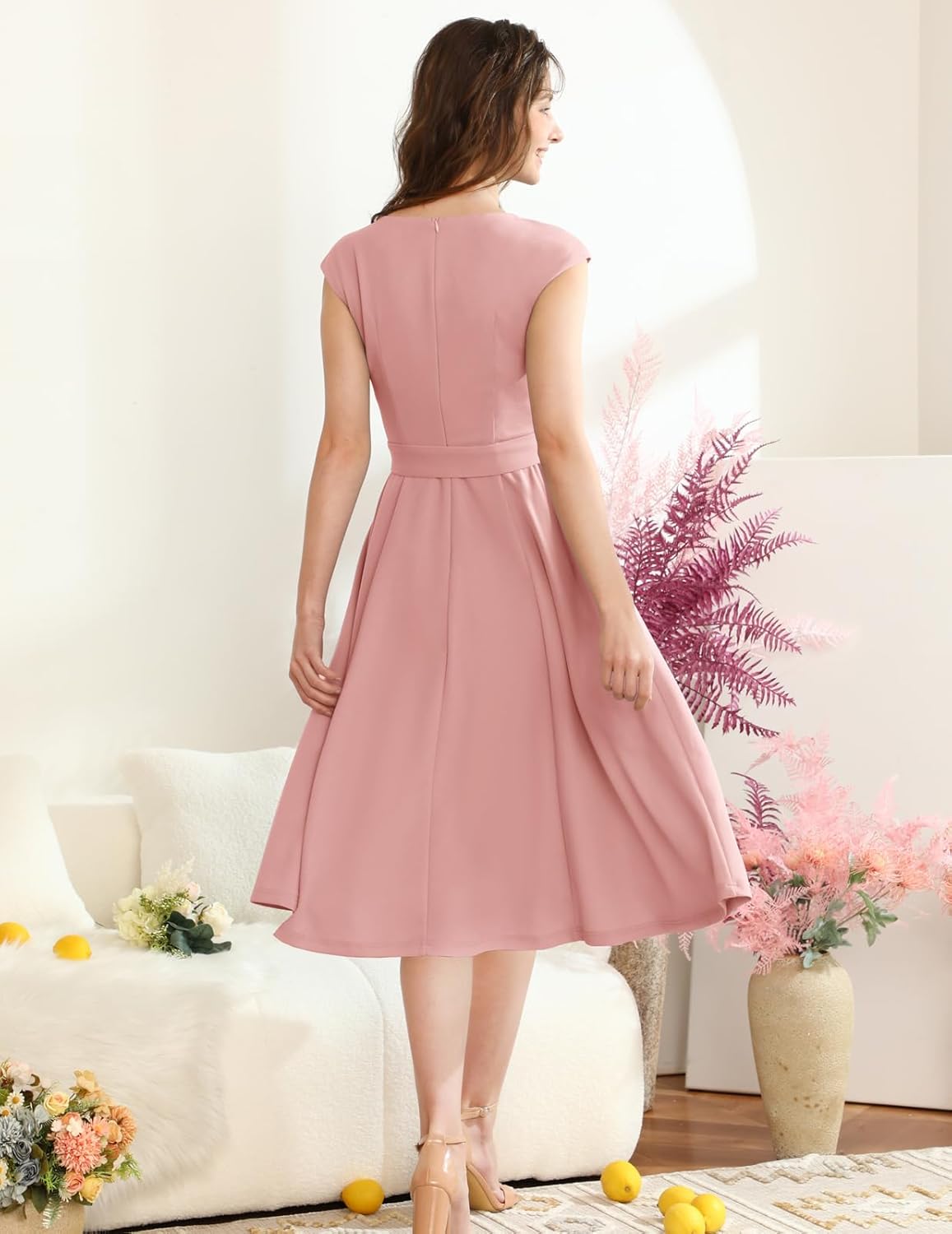 DRESSTELLS kokteilinės suknelės moterims, oficialios vestuvinės suknelės, kuklios balių suknelės bažnyčios priėmimams 2025 m.-LT