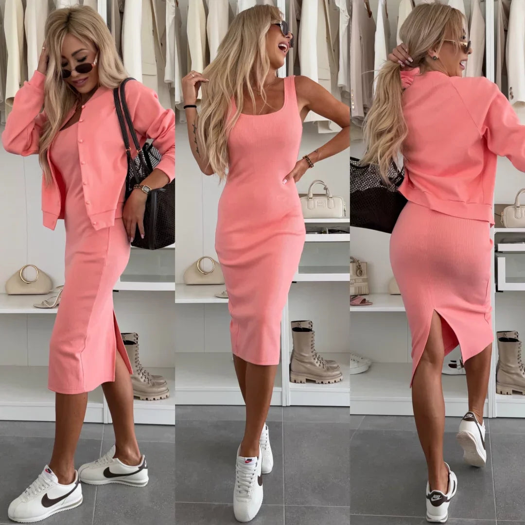 Γυναικείο casual βαμβακερό κοστούμι 2 σε 1-GR