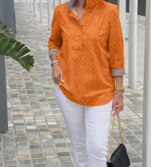 🌈2025 metų marškiniai su stačia apykakle ir 3/4 rankovėmis-LT