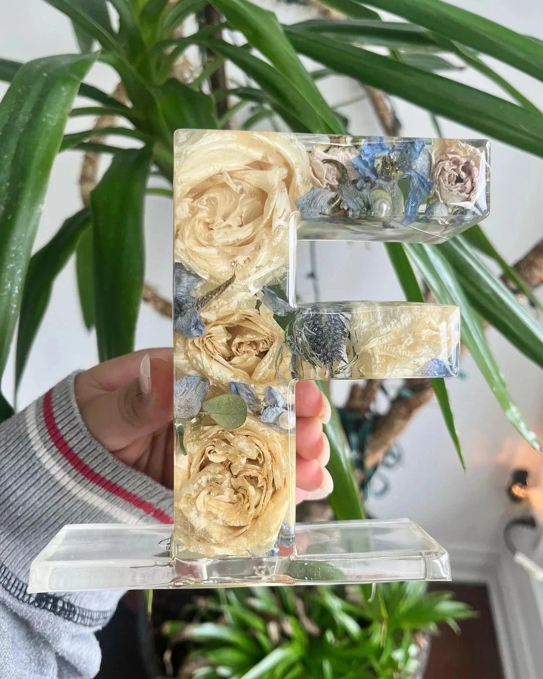 🌸Χειροποίητο νυχτερινό φωτιστικό από ρητίνη λουλουδιών-GR