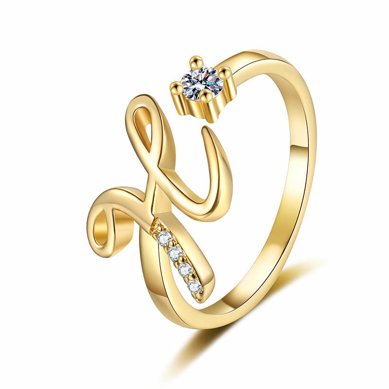 ⏳Ograniczona czasowo zniżka 50%⏰Regulowany pierścionek z inicjałem Sparkle dla kobiet💍