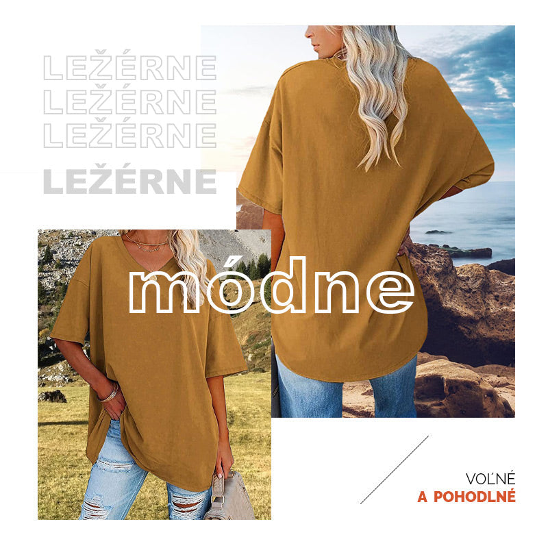 Dámska ležerna majica s výstrihom do V 