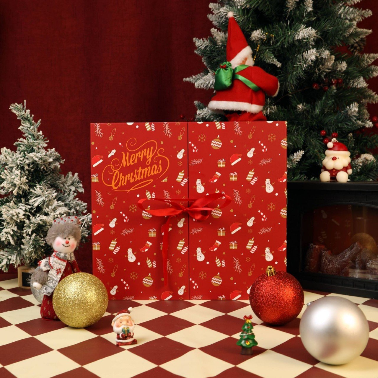 Rožinis marmurinis Advento kalendorius 2025 m., 24 dienų iki Kalėdų atgalinio skaičiavimo dėžutė-LT