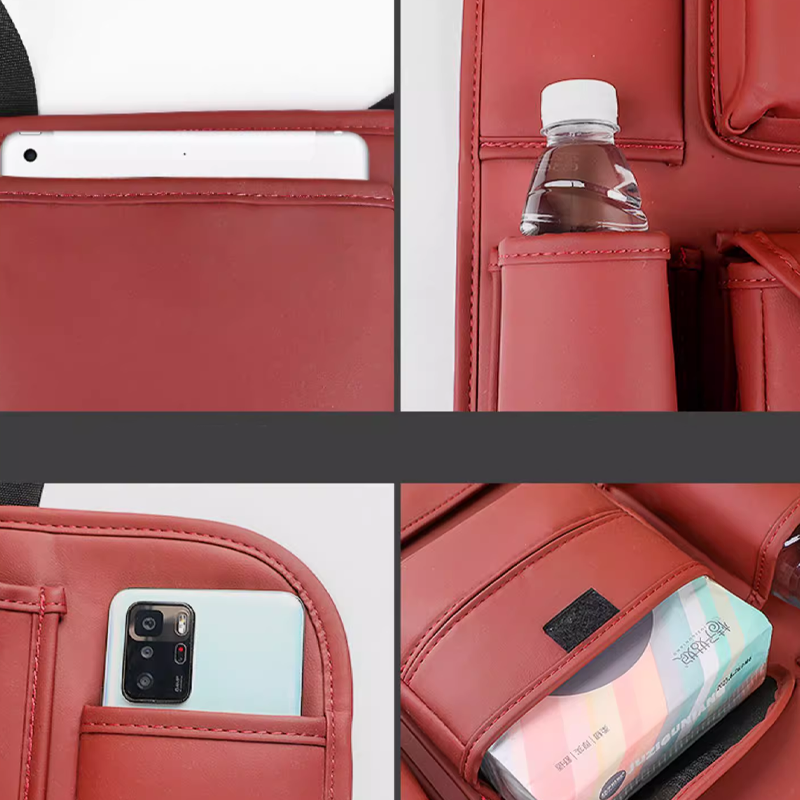 „DriveEase“ galinės sėdynės organizatorius – pakabinamas organizatorius su keliomis kišenėmis ir asmeniniu logotipu-LT