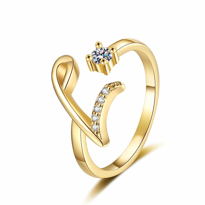 ⏳Ograniczona czasowo zniżka 50%⏰Regulowany pierścionek z inicjałem Sparkle dla kobiet💍