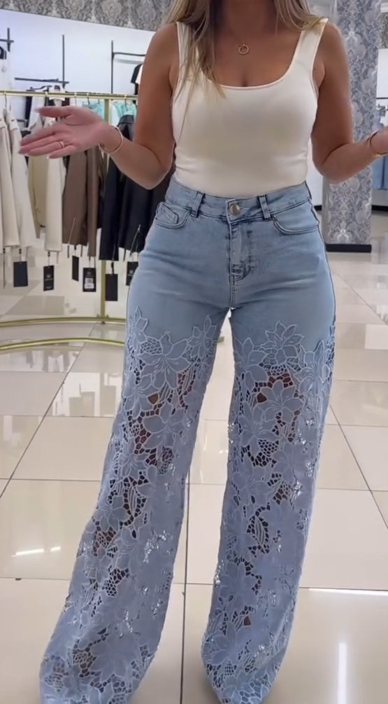 Γυναικείο κομψό δαντελένιο τζιν-GR