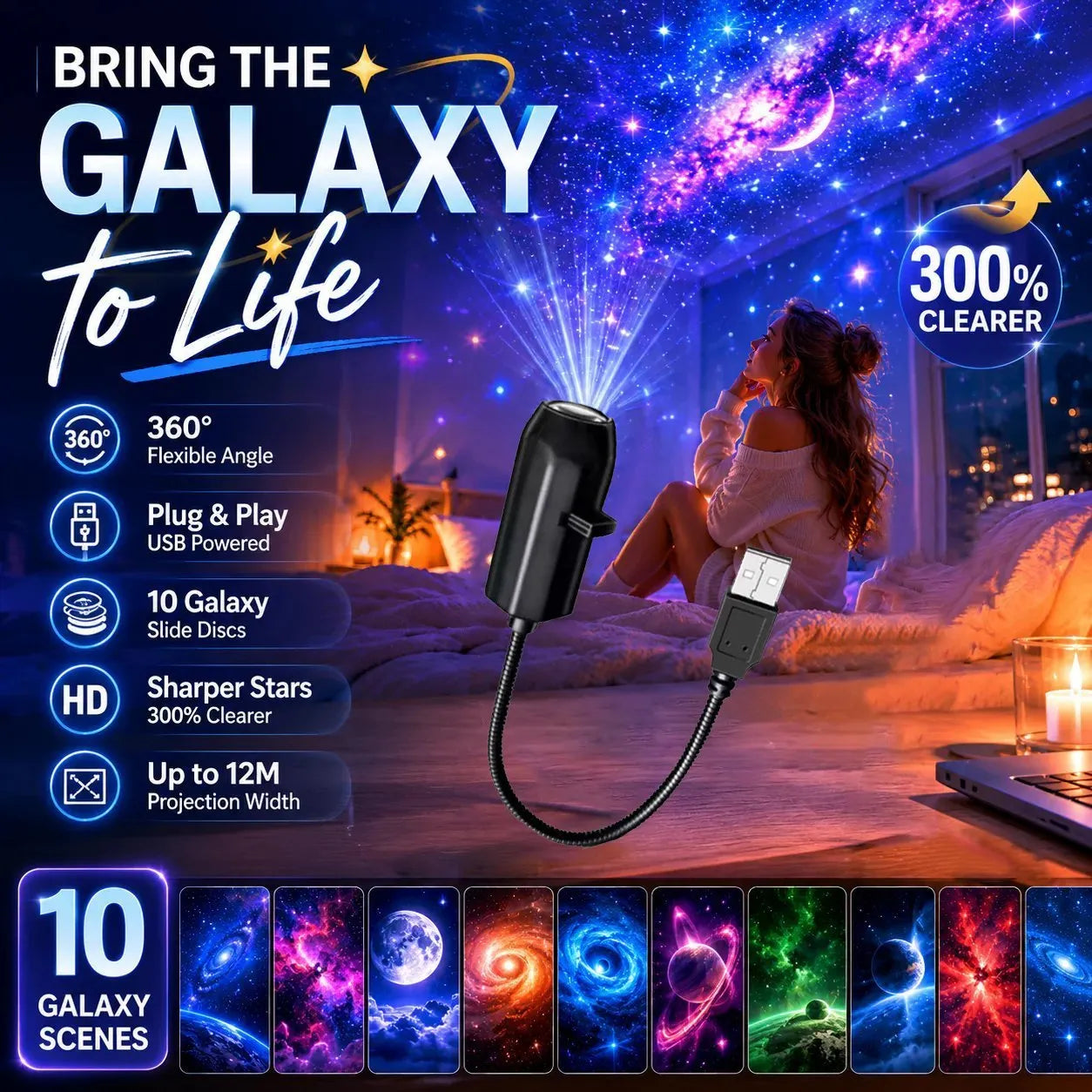 ✨ Projektor nieba HD typu plug-and-play