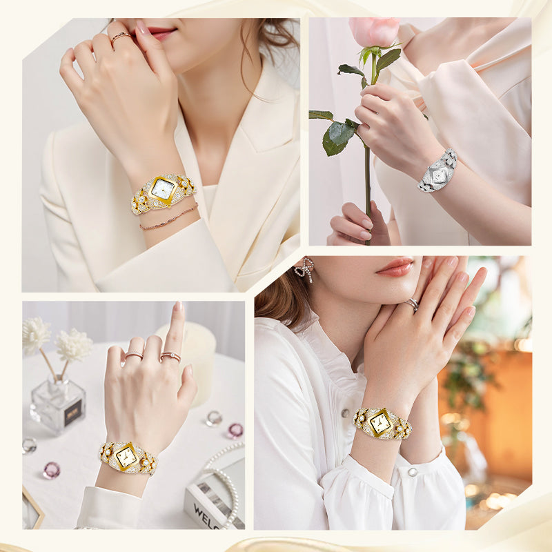 💜Ρολόι ρετρό quartz με λαμπερά κρύσταλλα⌚-GR