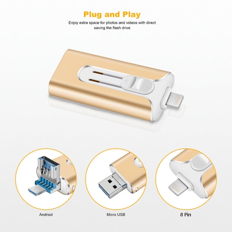 32~256GB Micro USB + 8-pinski + USB 3.0 4 v 1 U-disk za mobilni telefon in računalnik-SI
