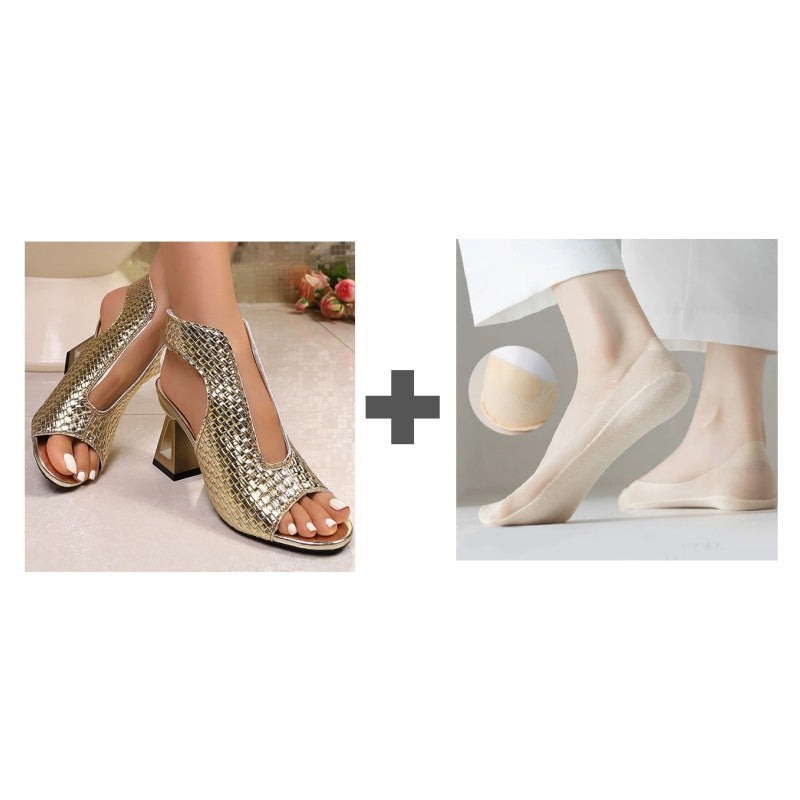 🏖️👠Eleganckie sandały na wysokim obcasie z odkrytymi palcami dla kobiet – smukłe nogi, wygodne chodzenie 👡