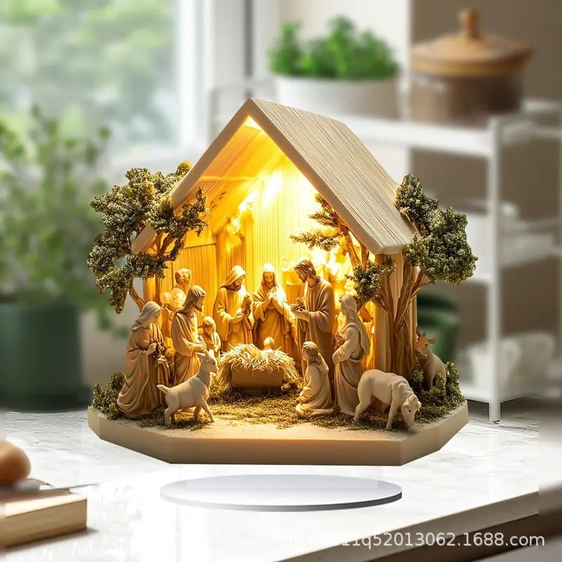 Naujagimio stalo dekoracija su kalėdiniu vaizdu-LT