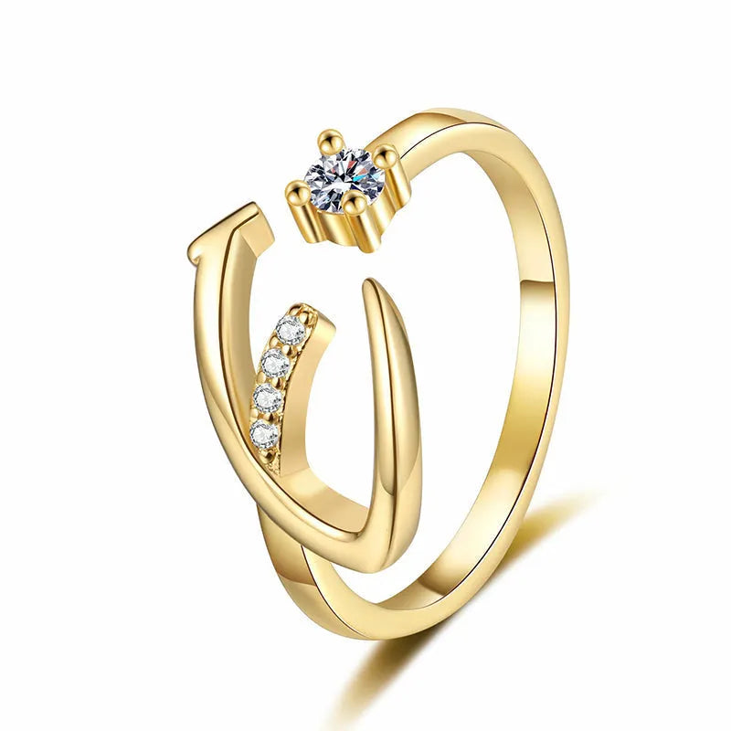 ⏳Ograniczona czasowo zniżka 50%⏰Regulowany pierścionek z inicjałem Sparkle dla kobiet💍