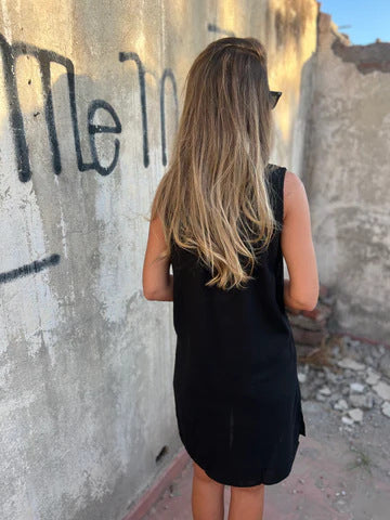 Moteriška vienspalvė medvilninė ir lininė suknelė-LT