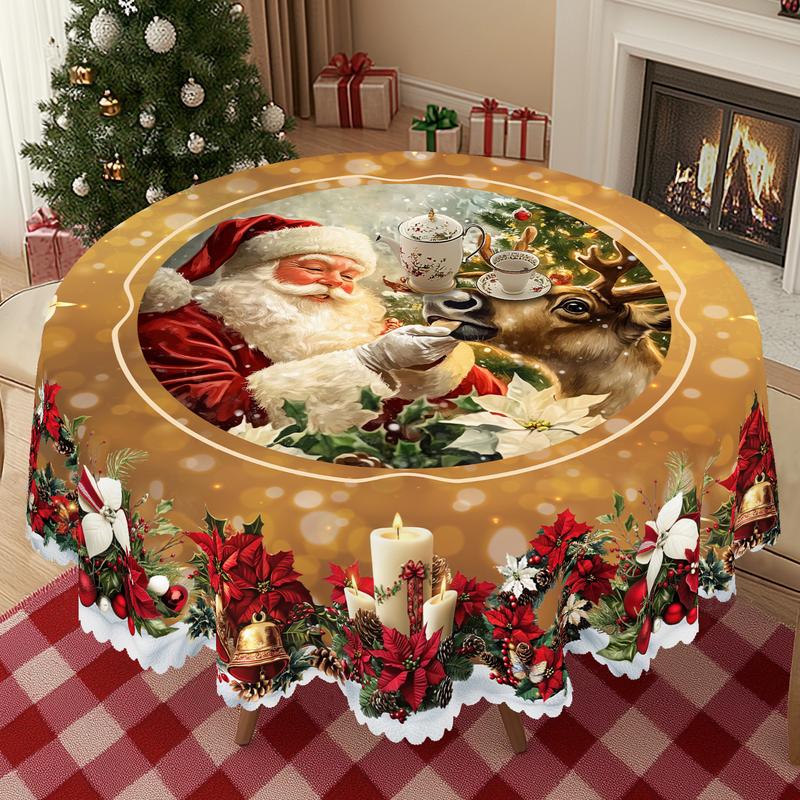 Prabangi kalėdinė staltiesė – žavingas Kalėdų Senelio ir elnio motyvas džiaugsmingoms akimirkoms su šeima-LT