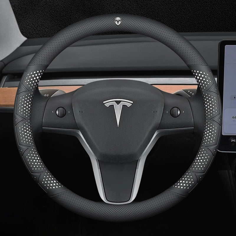 Εξαιρετικά λεπτό, αναπνεύσιμο κάλυμμα τιμονιού από γνήσιο δέρμα με αντιολισθητική λαβή-GR