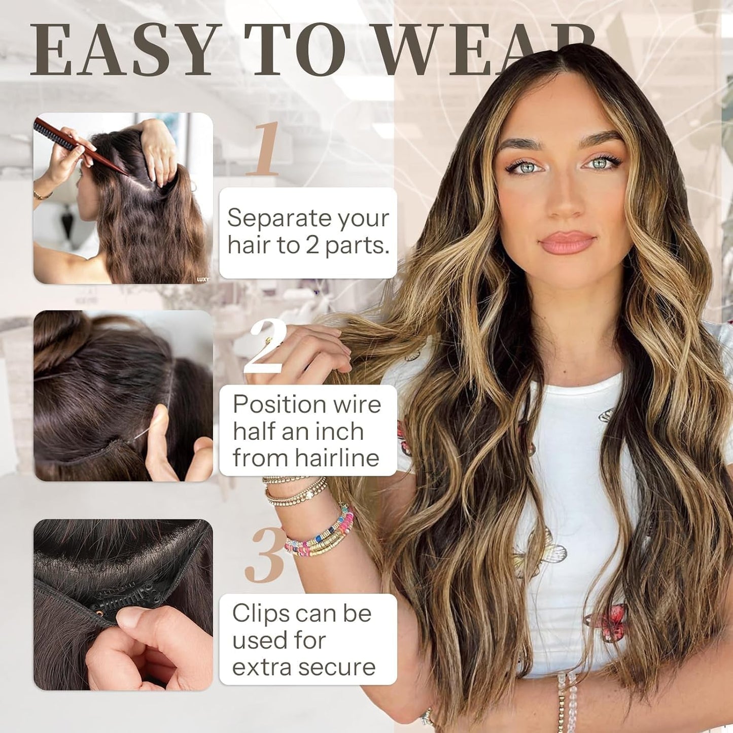 💖 DABAR 50% NUOLAIDA! 💁 Moteriškas ilgas banguotas perukas su gradientu – natūralios išvaizdos, reguliuojamas kepuraitės viršus, karščiui atsparūs pluoštai kasdieniam stiliui 🌟📦-LT