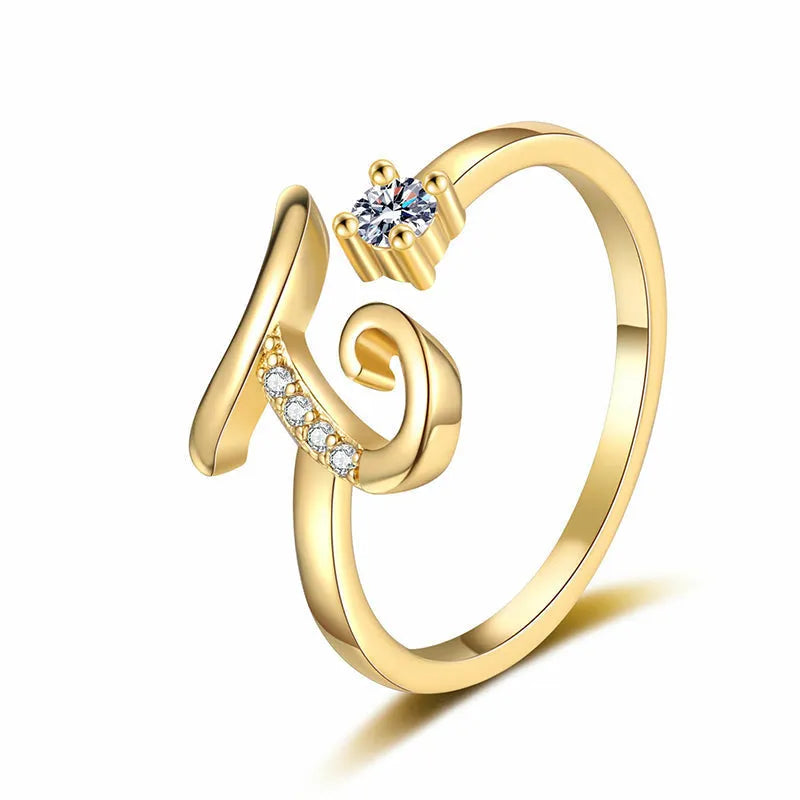 ⏳Ograniczona czasowo zniżka 50%⏰Regulowany pierścionek z inicjałem Sparkle dla kobiet💍